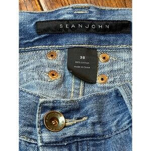 Sean John Mens Light Wash Distressed Denim‎ Carpenter Jeans Blue Size 38x32